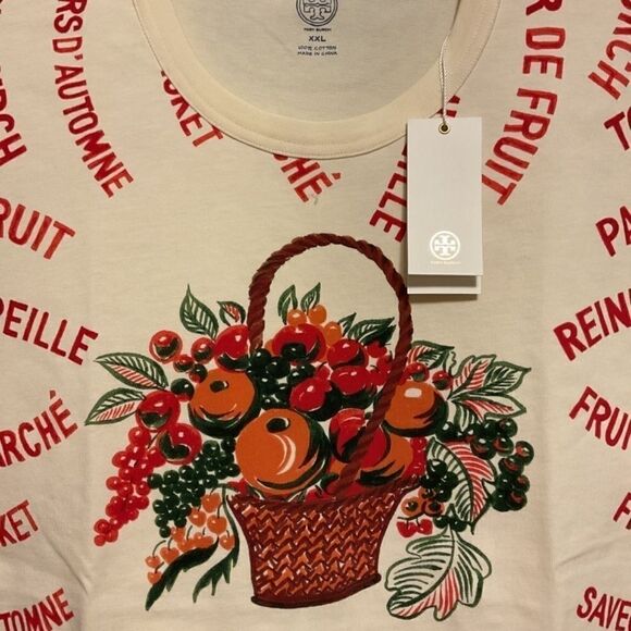 NWT TORY BURCH FRUIT COTTON WOMAN T-shirts SIZE US XXL NEW WITH TAG - Picture 5 of 15